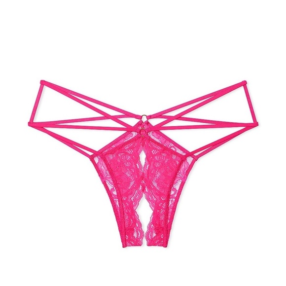 Victoria secret’s Lace Strappy Crotchless Cheeky Panty size L new - Picture 1 of 1